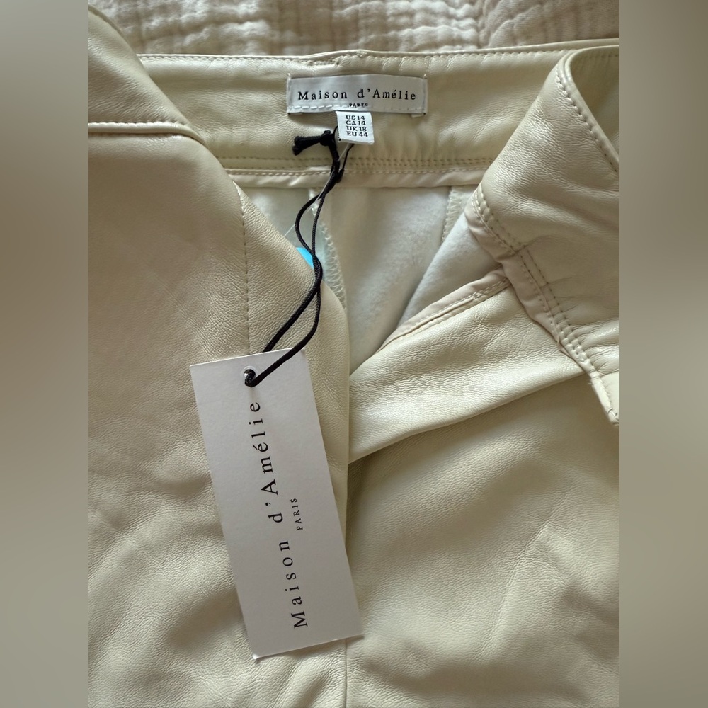 Cream Leather Pants